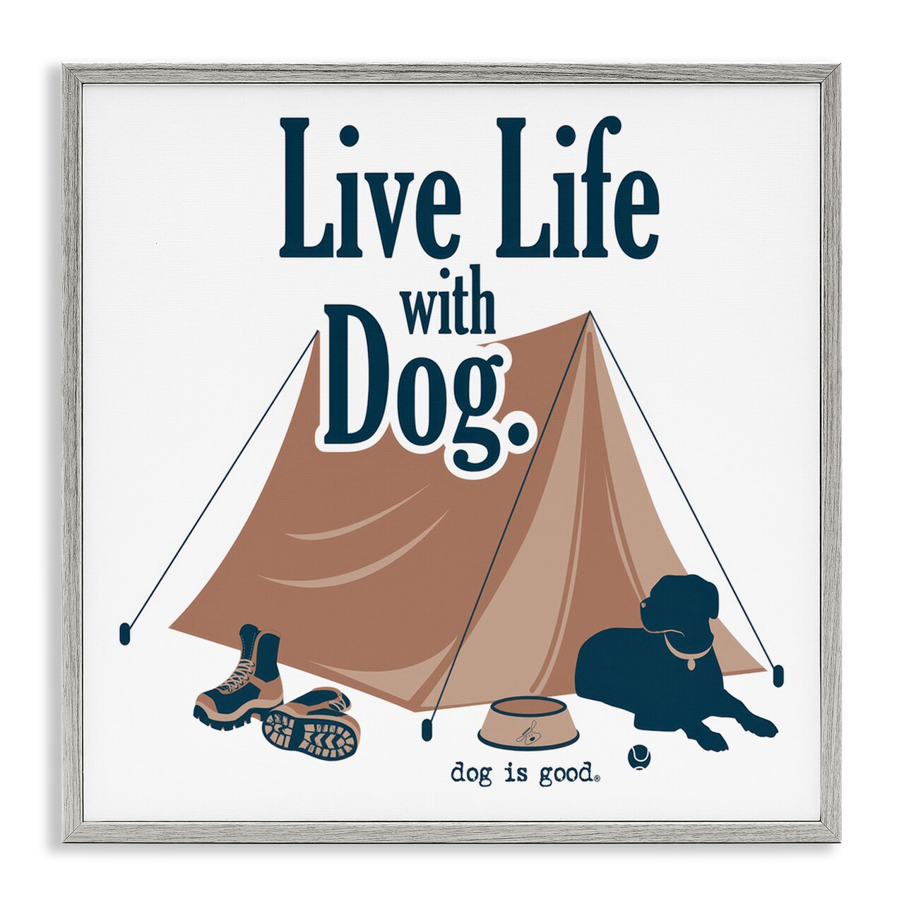 Stupell Industries Camping Life with Dog Framed Giclee Wall Art Design by Dog Is Good